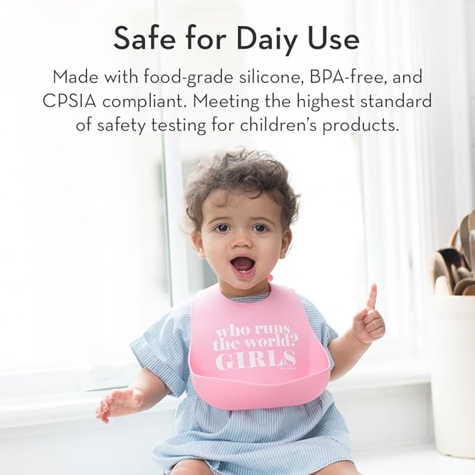 Baby Bib for Eating by Bella Tunno, Waterproof Silicone Bib with Large Food Catcher, Adjustable Fit for Babies 4-12 months & Toddlers 1-3 Years, Boys & Girls, Darling