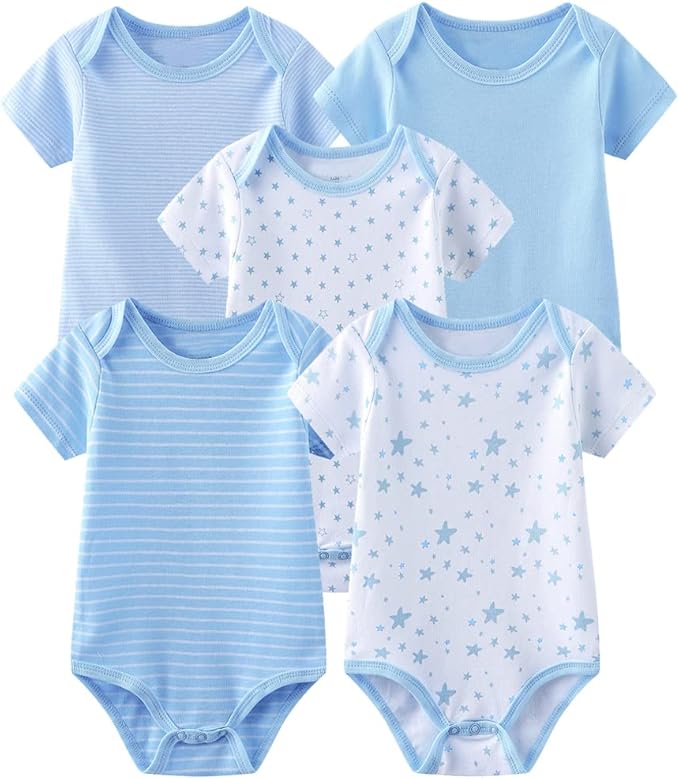 Chamie Newborn Baby Cute Design Bodysuit Short Sleeve One-Piece Baby Clothes for Boys and Girls