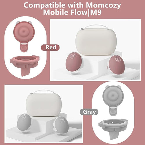 2pcs Duckbill Valves and 2pcs Double-Layed Diaphragm Compatible with Momcozy Upgraded Mobile Flow M9, Upgraded M9 Valve Diaphragm Breastfeeding Parts, Not Original Parts, 4 Packs Red