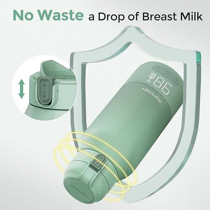 Momcozy Portable Milk Warmer for Travel – Dual Heating Modes for Breast Milk & Water, Portable Bottle Warmer with Fast Heating & Long Battery Life, 17 Ounces Large Capacity to Meet Your All-Day Needs