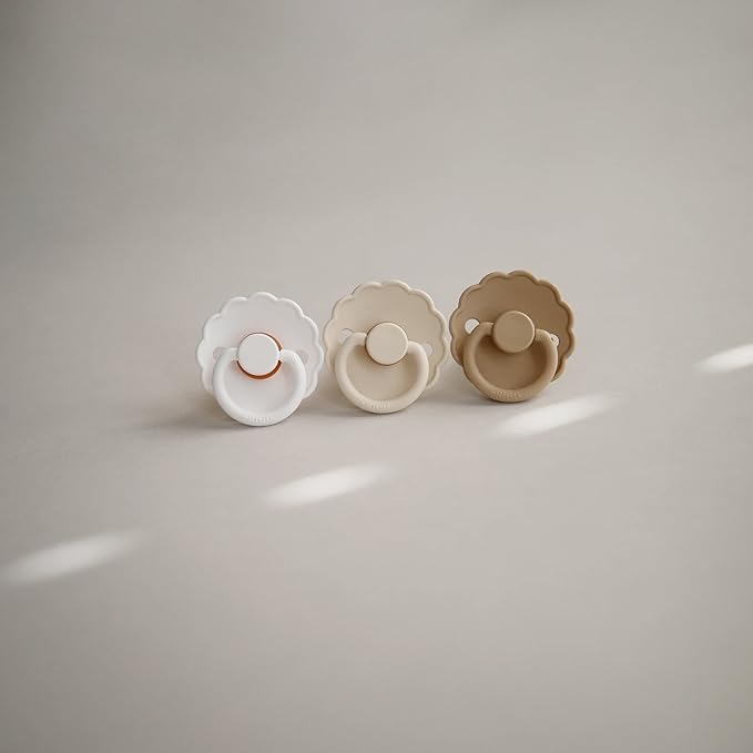 FRIGG Daisy Natural Rubber Baby Pacifier | Made in Denmark | BPA-Free (Seafoam/Cream, 0-6 Months) 2-Pack