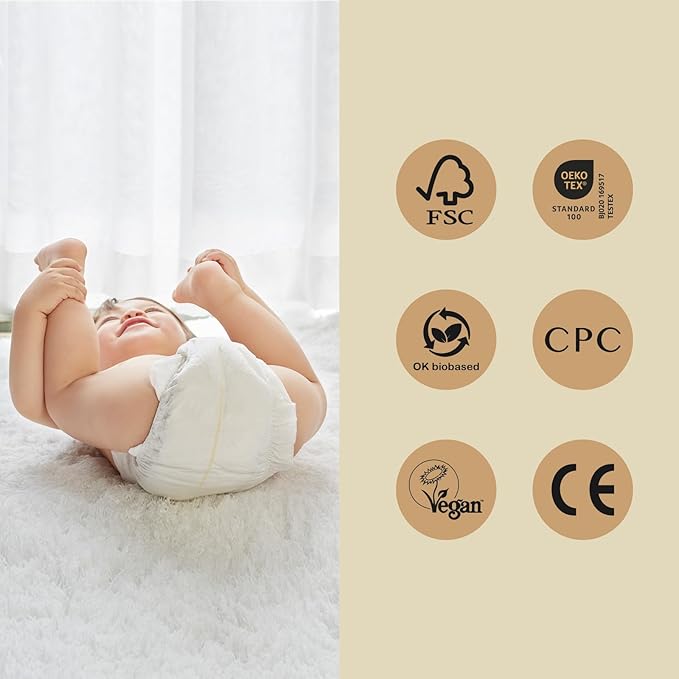 ECO BOOM Diapers, Viscose from Bamboo Diapers, Natural Soft Disposable Nappies for Infant, Size 3 Suitable for 13 to 22lb (Medium - 32 Count)