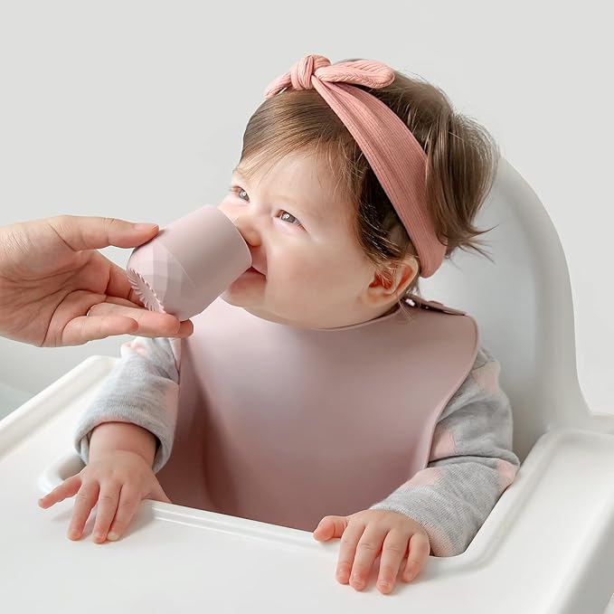 SAMiGO Silicone Baby Cups for 6-12 Months, Tiny Open Cups for Training and Water Drinking, Baby Led Weaning Supplies, 2 OZ