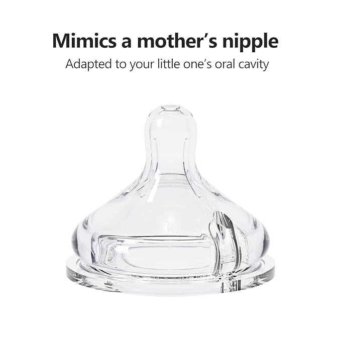 Yooforea Silicone Coated Glass Baby Bottle, 6M+ Fast Flow Nipple I Anti-Colic, Wide Neck, Stable Base I Medical-Grade Silicone Coating for Shatter Protection, BPA BPS PVC Free (9 Ounce-Cream)