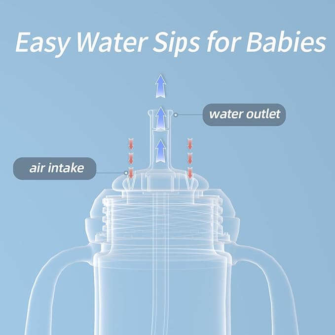 Piifur Sippy Cups for Toddlers 1-3 No Spill Straw with Handle Water Bottle 2 Pack 10 Ounce