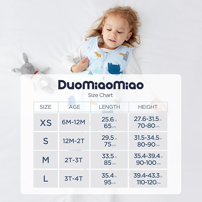 Duomiaomiao 2 Pack 0.5 TOG Toddler Sleep Sack 24-36 Months 100% Cotton Lightweight Baby Sleep Sack with Feet, Breathable Comfy Toddler Wearable Blanket