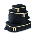 Itzy Ritzy Packing Cubes For Travel – Set of 3 Packing Cubes or Travel Organizers; Each Cube Features a Mesh Top, Double Zippers and a Fabric Handle (Black with Gold Hardware)