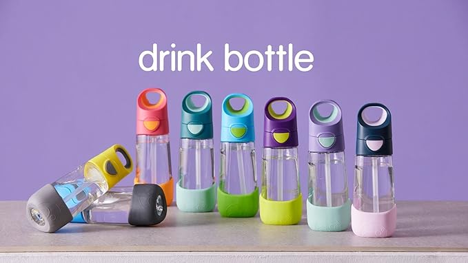 b.box Kids Water Bottle – Tritan Toddler Drink Bottle with Straw for School, Daycare, Travel w/Easy-Grip Triangular Design, Leak Proof Lid & Handle, BPA Free, Dishwasher Safe (Blue Slate)