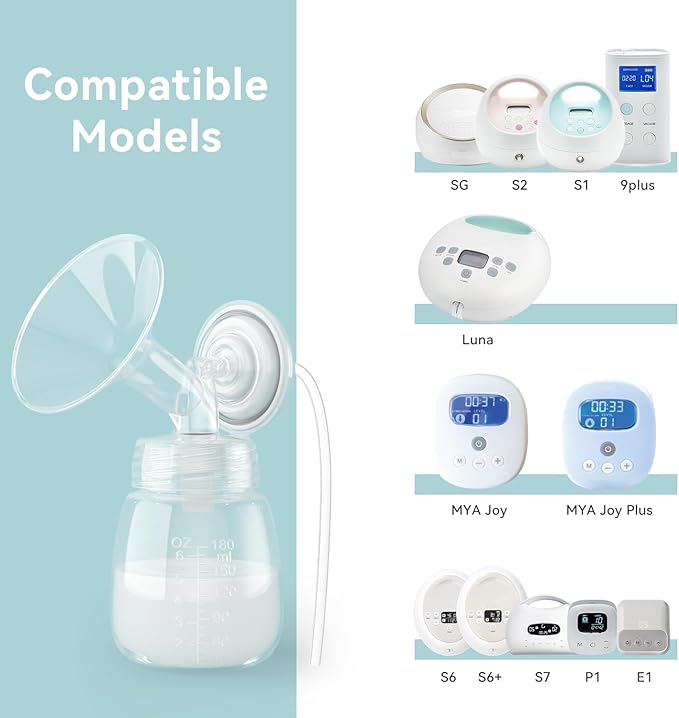 Breast Pump Accessories Kit - 24mm Flange Set Compatible with Spectra S1/S2/Motif Luna, Includes Valves, Tubing & Backflow Protectors