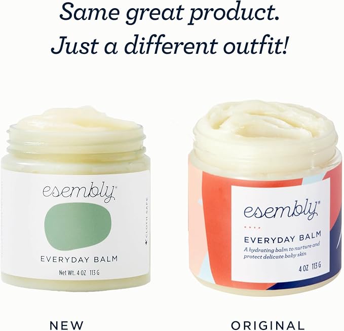 Esembly Everyday Balm, Organic Diaper Balm for Delicate Baby Skin, Diaper Rash Prevention, Multiple Uses Including Nipple Cream, Cradle Cap, Dry and Chapped Skin, Made in USA, 4oz