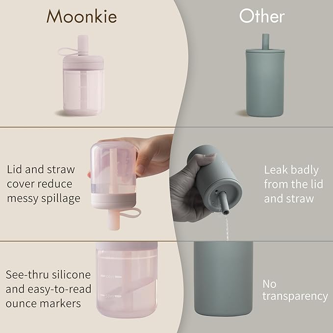 Moonkie Baby Straw cup | Silicone Toddler Sippy Cup Training Cup with Straw Lid | BPA-Free Drop-Proof Baby Cup | Baby Led Weaning | 6 Months+, 5 oz, 1pack
