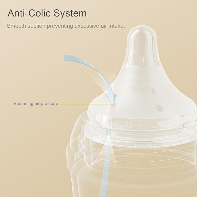 Gulicola PP (NOT Glass) Baby Breastfeeding Bottles, Medium Flow Nipples (M), 3 Months +, Wide Neck, Pink, 8 oz - 4 pks