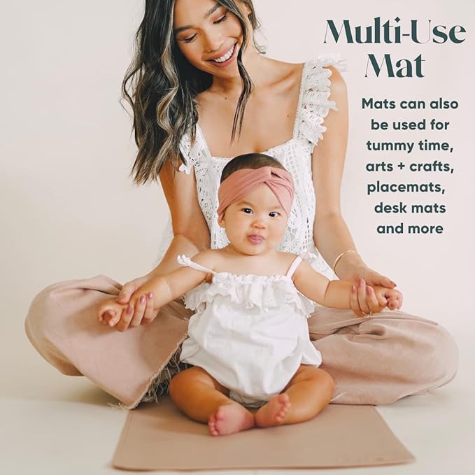 Ava + Oliver Vegan Leather Baby Changing Mat (16 X 30 in) - Multipurpose Wipeable and Portable Diaper Changing Pad - Foldable for Travel (Grey Scallop)
