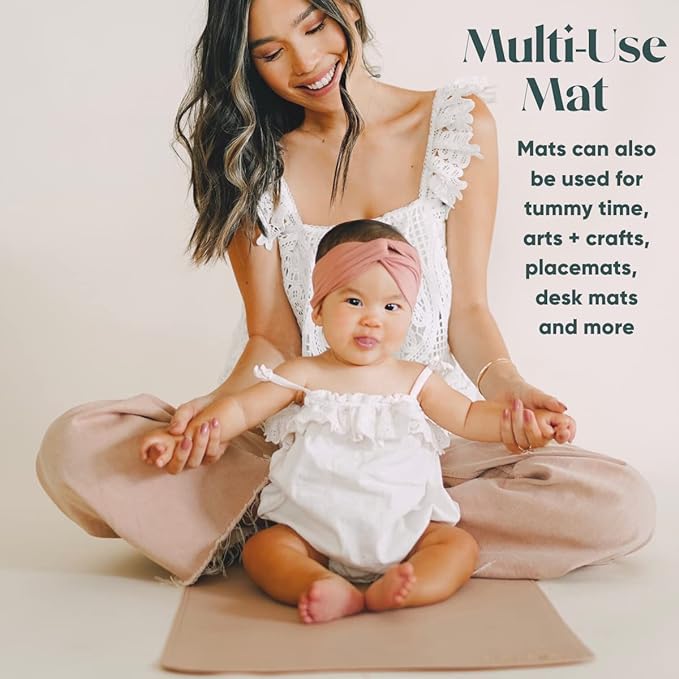 Ava + Oliver Vegan Leather Baby Changing Mat (16 X 30 in) - Multipurpose Wipeable and Portable Diaper Mat - Foldable for Travel (Tan)