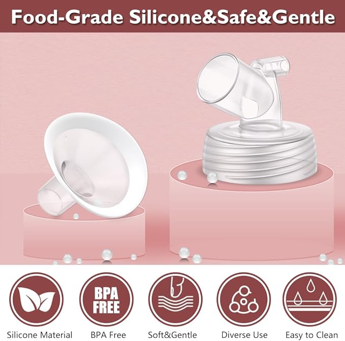 2 Packs 28mm Flange Set, Updated Soft Rim Shield and Wide Mouth Base Connector Pump Parts for Spectra S2 Spectra S1 9 Plus Breastpumps Accessories, 106 Degree Wider Opening Angel