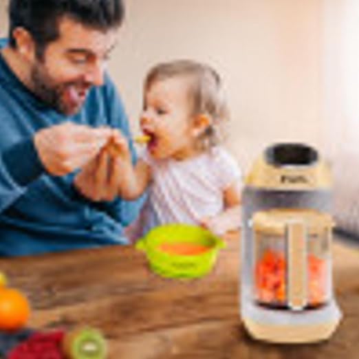EVLA'S Baby Food Maker, Steamer, Blender, Baby Food Processor for Healthy Homemade Baby Food in Minutes, Touch Screen with 6 Reusable Food Pouches, Baby Registry Essential, Peach
