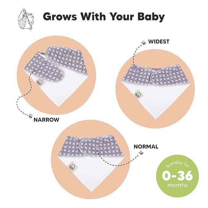 KeaBabies 10-Pack Organic Baby Bandana Bibs for Girls - Super Absorbent Triangle Baby Bibs for Drooling and Teething Infant, 100% Cotton Extra Soft for Newborn, Infant 0-36 Months (MONOS)