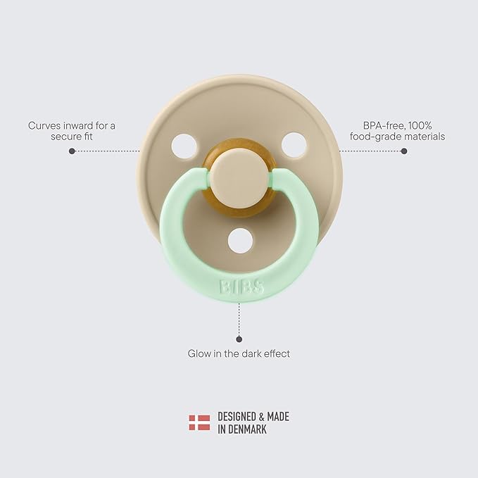 BIBS Pacifiers Colour Collection | Natural Rubber Baby Pacifier | Set of 2 BPA-Free Soothers | Made in Denmark | 18+ Months (Pack of 2) | Sage Night Tie Dye