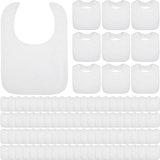 Toulite 20 Pcs White Bibs for Baby Washable Reusable Waterproof Cotton Feeder Bibs with Double Sided Design for Baby Shower Activity and Gifts
