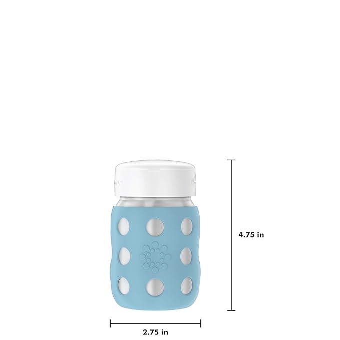 Lifefactory 8-Ounce Stainless-Steel Vacuum-Insulated Wide-Neck Baby Bottle with Flat Cap, Denim (LS2231WDE4)