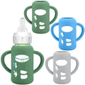 BUSOHA 3 Pack Silicone Sleeves for Dr. Brown's Glass Baby Bottles - Drop Protection Baby Bottle Sleeves Compatible with Dr. Brown's Newborn Glass Bottles with Silicone Handles,4 oz