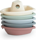 mushie Stackable Bath Boats Toy (Original) | Floating Bathtub Toys for Baby & Toddler, Set of 5 | Made in Denmark
