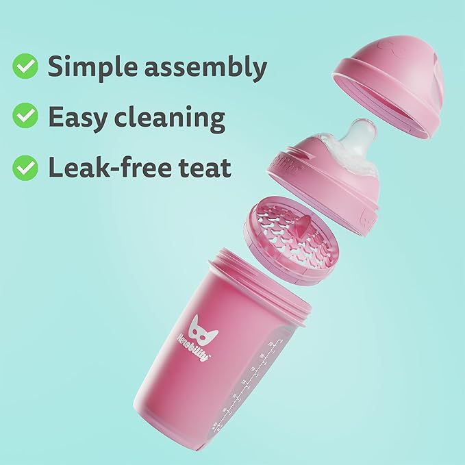Herobility Double Anti-Colic Baby Bottles – 12 fl oz/340ml – 3-Pack – BPA-Free