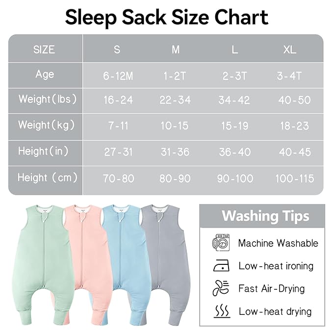 Rayon Made From Bamboo Sleep Sack 3t-4t 0.5 Tog Ultra Soft Summer Toddler Sleep Sack 36-48 Months with Feet 2-Way Zipper Lightweight Baby Sleeping Bag with Legs Thin Baby Wearable Blanket-Gray