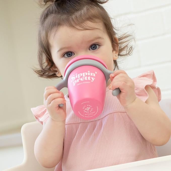 Bella Tunno Sippy Cup, Set of 2 Silicone Training Cups with Transition Handles for Infants, Toddlers & Kids, Babies 6-12 Months & Toddlers 1-3 Years, Boys & Girls, Little Lady & Sippin Pretty, 8 oz