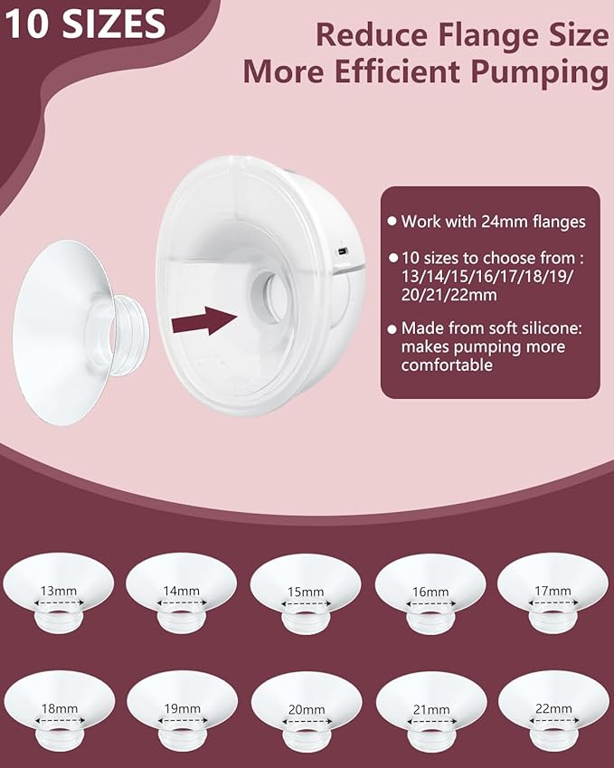 4PC Flange Insert 20mm Compatible with Momcozy M5/M6/M9/S12 Pro/V1 Pro/V1 Pro Breast Pump, Fit for Eufy/Elvie/Medela/Spectra/Lansinoh/NCVI/Lansinoh/TSRETE with 24mm Flange/Shield Breast Pump