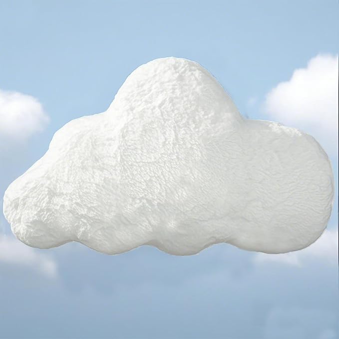 YRXRUS Cloud Pillows, White Cloud Shaped Pillow, Decorative Throw Pillow Gifts, Cute Plush Room Decor, Fluffy Faux Rabbit Fur 13"x21" Pillows for Living Bedroom Kids Room