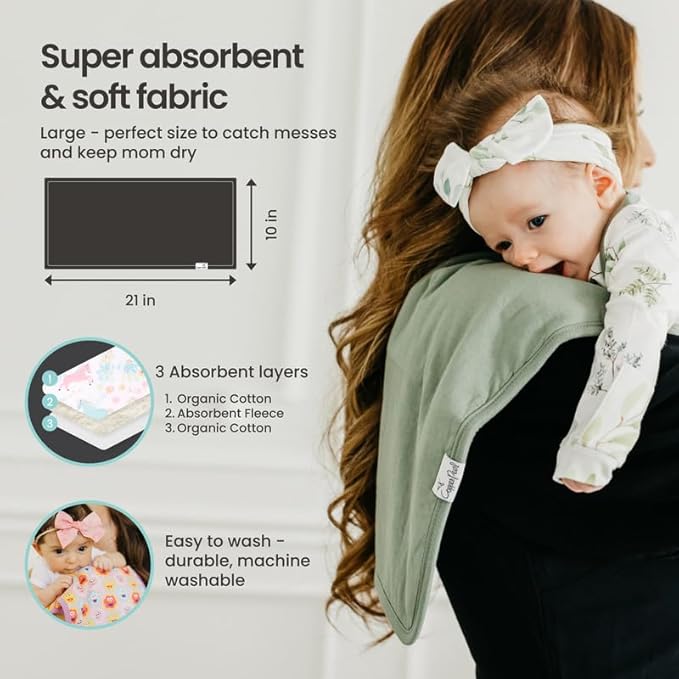 Copper Pearl Premium Baby Burp Cloths - 3-Pack Large Cotton Burp Cloths, Extra Soft Spit Up Rags with 3 Absorbent Layers, Perfect for Baby Boy Gifts (21" x 10" Size, Bengal Set)