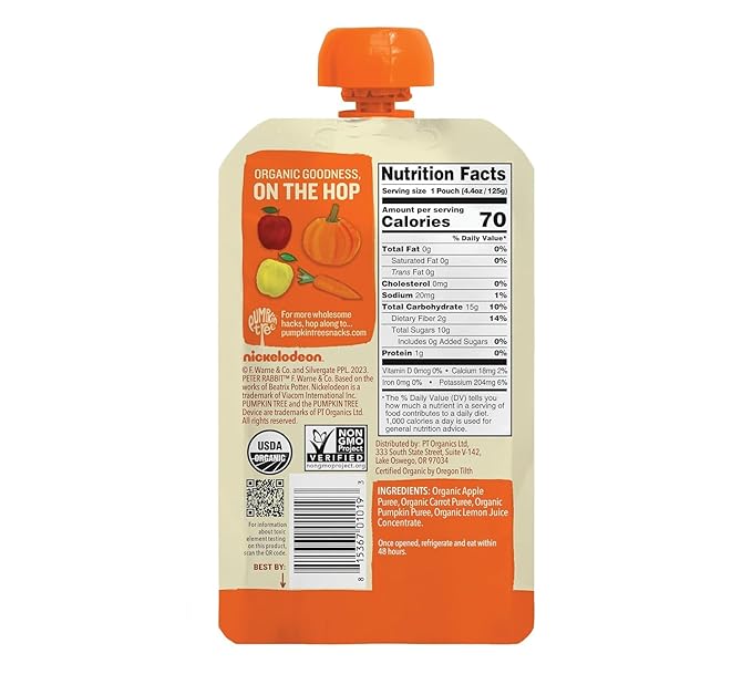 Peter Rabbit Organics Fruit & Vegetable Variety Pack - Squeezable Snack Pouches, 4 oz. (Pack of 36)