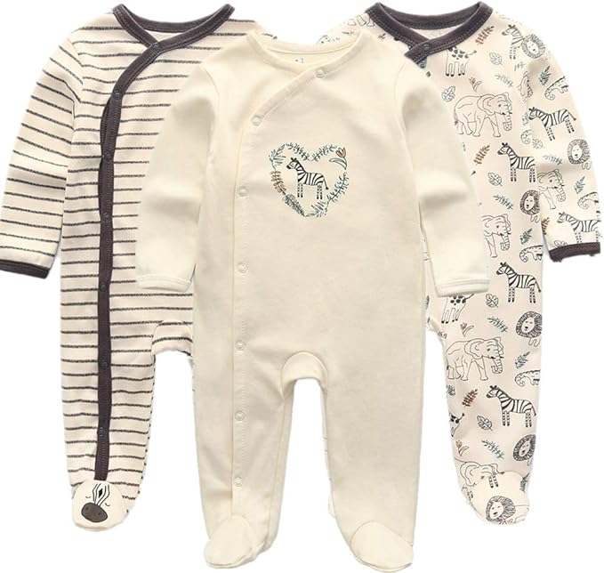 Kiddiezoom Baby and Toddler Boys'Snug Fit Footed One-Piece Romper Jumpsuit Cotton Cotton Footed Outfit