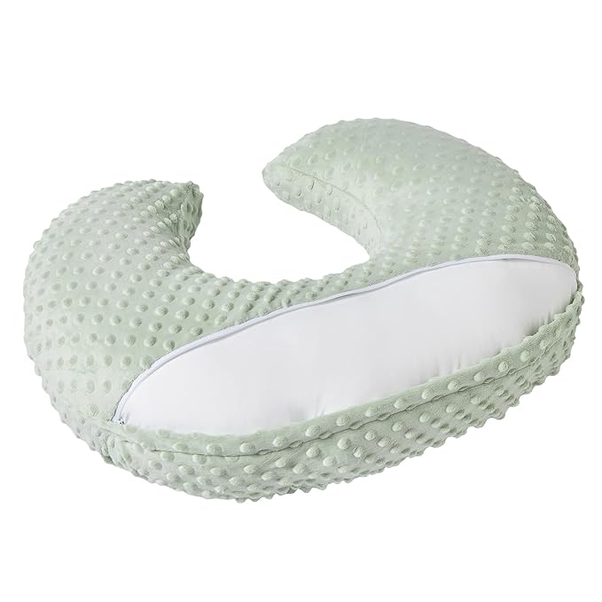 Baby Nursing Pillow and Body Positioner with Premium Slipcover for Breastfeeding for Baby Boys and Girls, Feeding Pillow with Breathable Comfortable Pillowcase (Green)