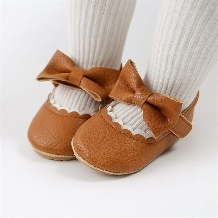 COSANKIM Baby Girls Mary Jane Flats Shoes Anti-Slip Rubber Sole Infant Toddler Princess Wedding Dress Shoes