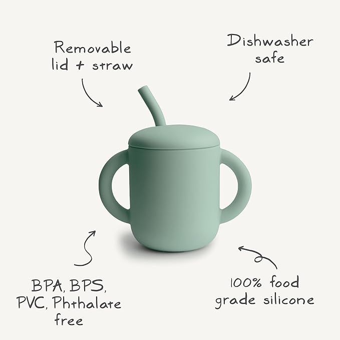 mushie 100% Silicone Training Cup & Straw for Toddlers | 6 Months+ (Soft Lilac)