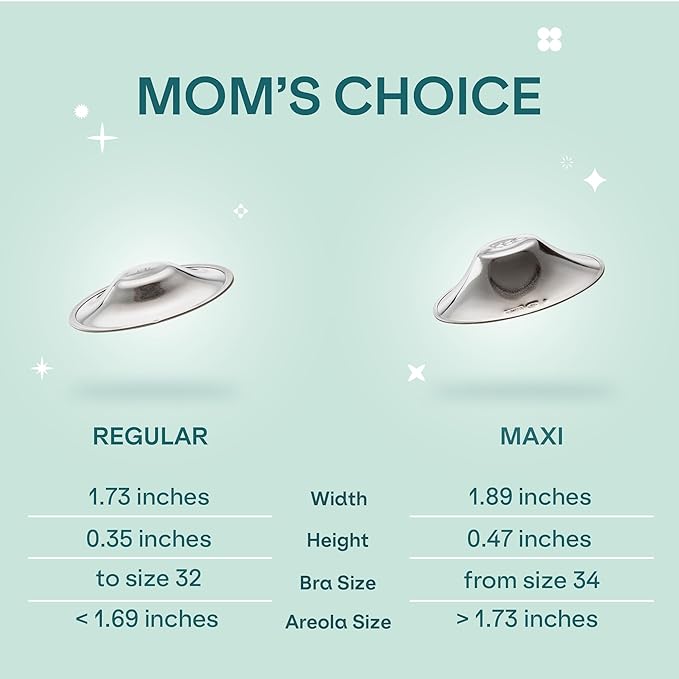 Koala Babycare The Original Silver Nursing Cups - Nipple Shields for Breastfeeding Newborn - Breastfeeding Essentials - Protect and Soothe - Tri-Laminate Silver - Maxi Size
