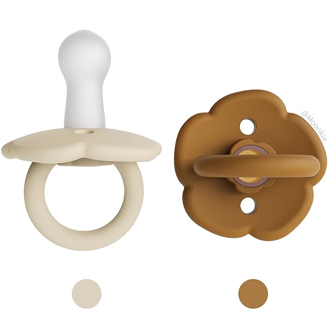 Moonkie Pacifiers Set of 2 | One-Piece Design Baby Pacifier with Large Air Holes | BPA-Free Silicone | Safe for Babies 0-6 Months