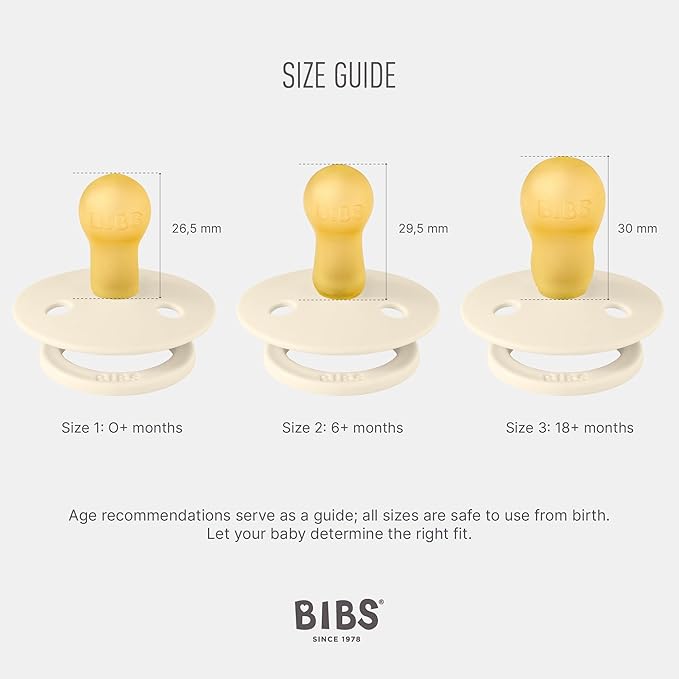 BIBS Colour Soother 4-Pack | BPA Free Dummy Pacifier | Round Nipple | Natural Rubber Latex | Made in Denmark | Size 0-6 Months | Blush Glow Mix
