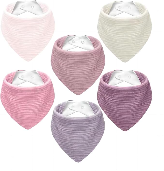 Muslin Baby Bibs,Soft Triangular Baby Bandana Drool Bibs for Baby Boy Girl,Solid Colors Bib for Drooling Teething