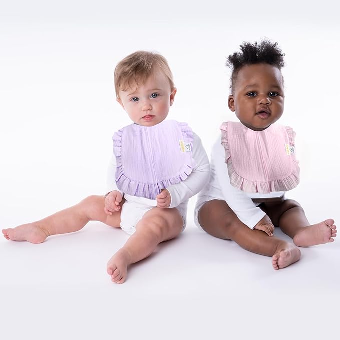 usakinon® 100% Organic Muslin Cotton Baby Bibs 2 Pack – Soft, Absorbent & Safe Newborn Essentials, CPC Certified