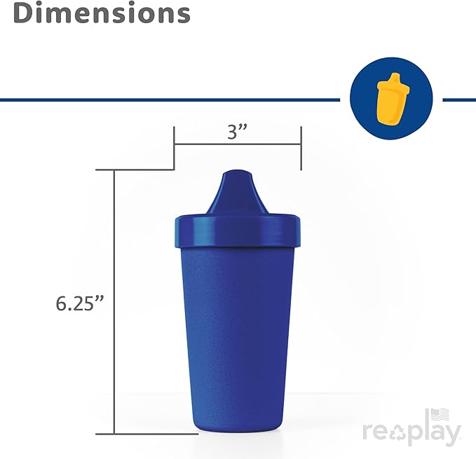 Re-Play Sippy Cups for Toddlers - 10 Oz. Reusable Spill Proof Cups for Kids, Dishwasher/Microwave Safe - Made in USA - Set of 4-3.13" x 6.25" - Preschool