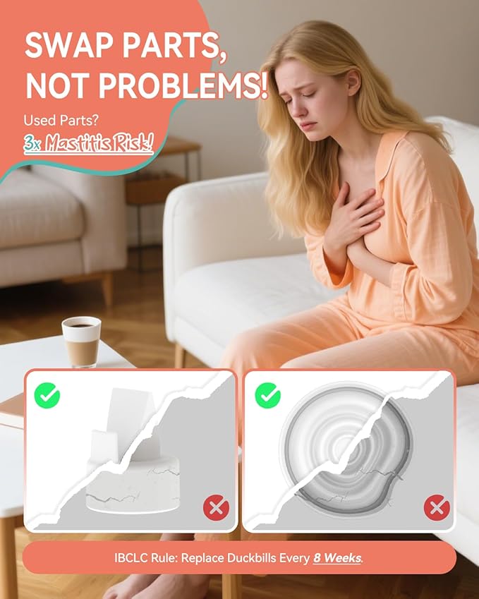 Breast Pump Parts Compatible with Spectra S1,S2,S9 Plus, Replacement Kit for Spectra Pump Parts 2PC Include 24 mm Flange, Duckbill Valve, Tube,Bottle, Backflow Protector, Not Original Accessories