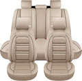 Seat Covers for Dodge Durango 2004-2025 | 5-Seats Leather Seat Covers, Easy to Install Automotive Seat Covers Full Set (Full Set, Beige)