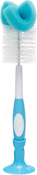 Dr. Brown's Reusable Sponge Baby Bottle Cleaning Brush with Suction Cup Stand, Scrubber and Nipple Cleaner, Assorted Color 1-Pack