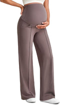 G4Free Maternity Dress Yoga Pants with Pockets Over The Belly Stretchy Work Slack Pregnancy Wide Leg Lounge Trousers