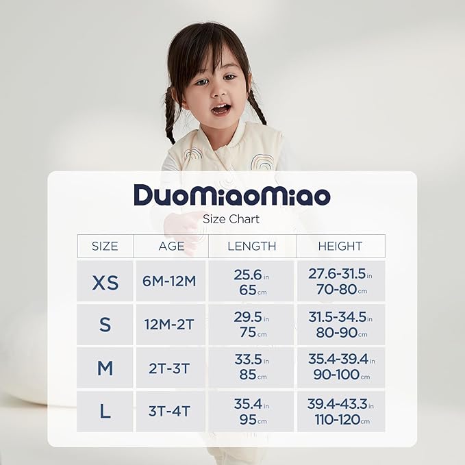 Duomiaomiao 1.5 TOG Toddler Sleep Sack 24-36 Months 100% Cotton Four Season Side Open Zipper Baby Sleep Sack with Feet, Breathable Toddler Wearable Blanket