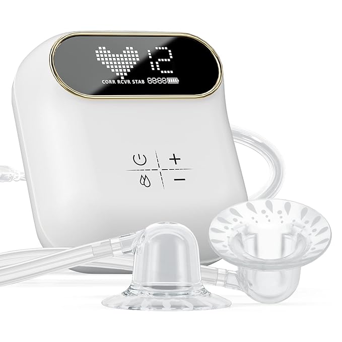 12 Gears Rechargeable Electric Nipple Corrector for Flat, Short, or Inverted Nipples to Help Breastfeeding, Portable Nipple Pump, Sunken Nipple Puller, Nipple Massage, 8PCS