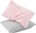 TILLYOU Toddler Pillowcase 2 Pack with Envelope Closure,13" x 18" Silky Soft Microfiber Travel Kids Pillowcase for Boys and Girls,Gray & Pink